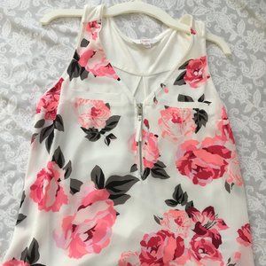 Candie's Floral Zipper Top